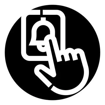 Hand pressing a notification bell icon concept Stock Illustration