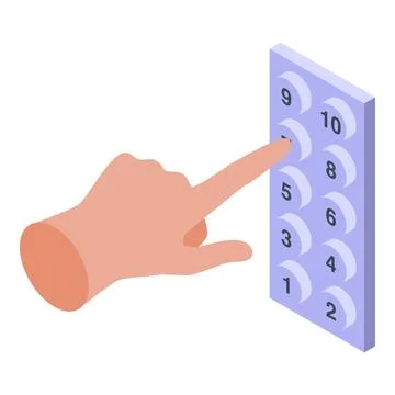 Hand pressing number seven on numeric keypad イラスト素材