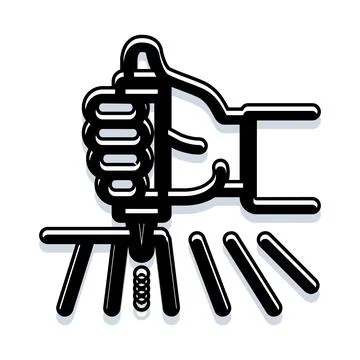 Hand pressing official document stamp validation process イラスト素材