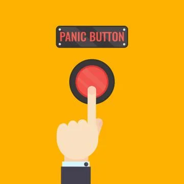 Hand pressing panic button Stock Illustration