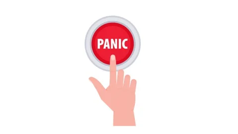 Hand pressing panic button on white and green screen Stock Footage 314983034