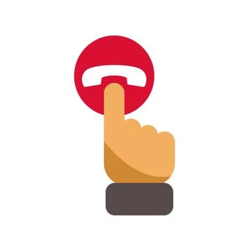 Hand pressing phone power button ending call Stock Illustration