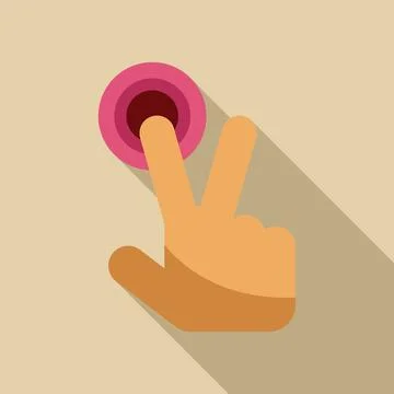 Hand pressing pink button with two fingers, touchscreen technology concept Stock Illustration