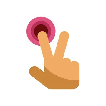Hand pressing pink button with two fingers, touchscreen interface concept Illustrazione stock