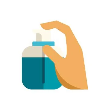 Hand pressing pump dispenser for sanitizing liquid soap Stock Illustration