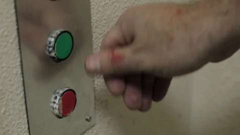 Hand pressing the red button. Stock Footage 83297788