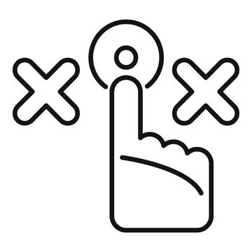 Hand pressing right button choosing correct answer icon 스톡 일러스트