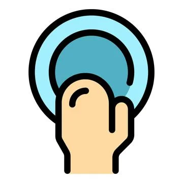 Hand pressing round button, access control, doorbell, or interface element イラスト素材
