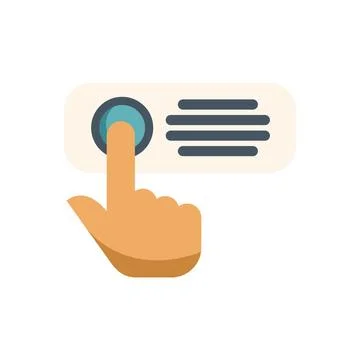 Hand pressing round button with finger icon Stock Illustration