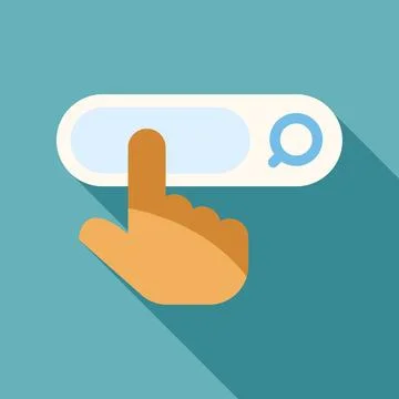 Hand pressing search bar button with magnifying glass 스톡 일러스트