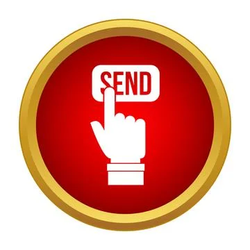Hand pressing send button icon for communication Stockillustratie