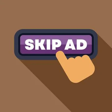 Hand is pressing skip ad button on a website or social media Stock Illustration