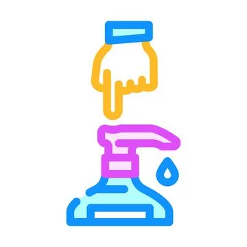 Hand pressing soap pump color icon vector illustration Stock Illustration