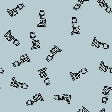 Hand pressing soap pump line vector seamless pattern Stock Illustration