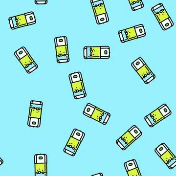 Hand pressing soap pump vector seamless pattern Stock Illustration