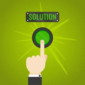 Hand pressing solution button Stock Illustration