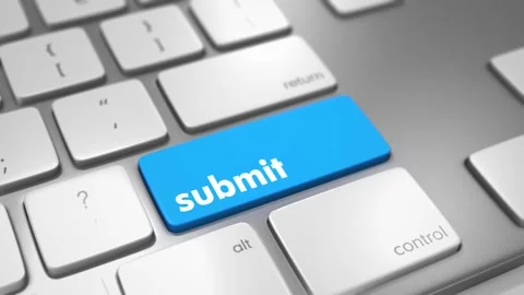 Hand pressing submit keyboard button Stock Footage 241637501