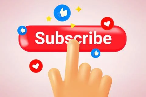 Hand pressing Subscribe button. Social media concept. 3d vector illustration Stock Illustration