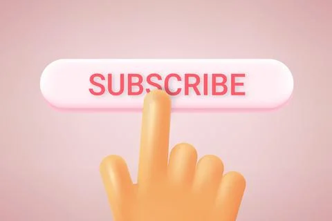 Hand pressing Subscribe button. Social media concept. 3d vector illustration Stock Illustration