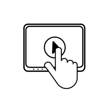 Hand pressing the video button on the tablet Stock Illustration