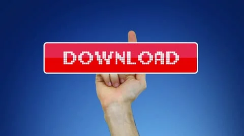Hand pressing virtual Download button Stock Footage 9007845