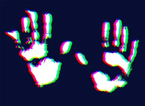 Hand print on dark background Stock Illustration