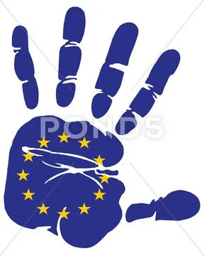 Hand print European union flag Template PSD