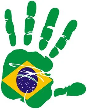 Hand print of flag of Brazil Stock Illustration