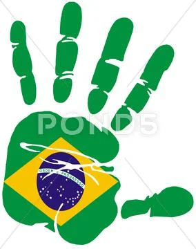 Hand print of flag of Brazil Modello PSD