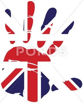 Hand print of flag of uk PSD Template