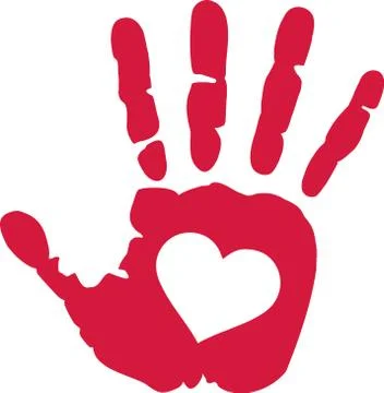 Hand print with heart in the middle Stock Illustration