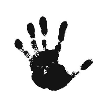 Hand print isolated on white background. Black paint human hands. Silhouette  Stock Illustration