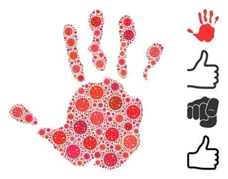 Hand Print Mosaic of CoronaVirus Elements Stock Illustration