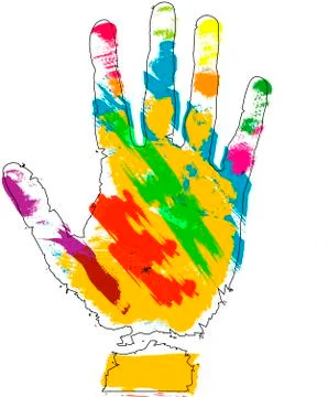 Hand print with paint strokes, vector illustration Stock Illustration