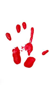 Hand print with red paint Stock Photos