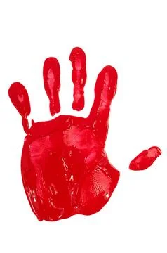 Hand print with red paint Stock Photos