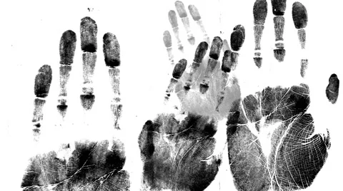Hand print in the screen, seamless loop, HD Stock-Footage 48914183