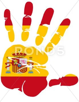 Hand print of Spain flag PSD Template