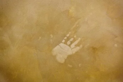 Hand print on the wall Stock Photos