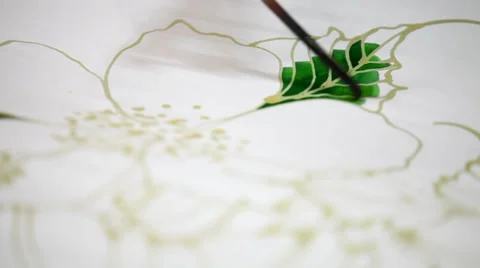 Hand Printing on fabric Stock Footage 37587206