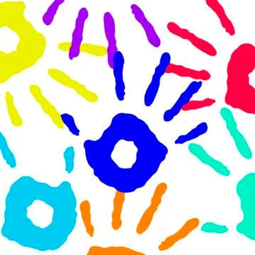 Hand prints of various colours Illustrazione stock