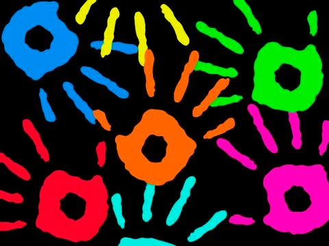 Hand prints of various colours Illustrazione stock