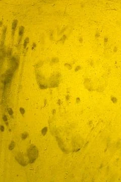 Hand prints on wall Stock Photos
