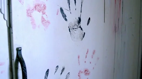 Hand prints on a wardrobe Vídeo Stock 67191172