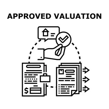 Hand processing approved valuation documents for property assessment Stock Illustration