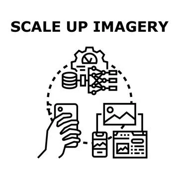 Hand processing image for scaling up imagery Stock-Illustration