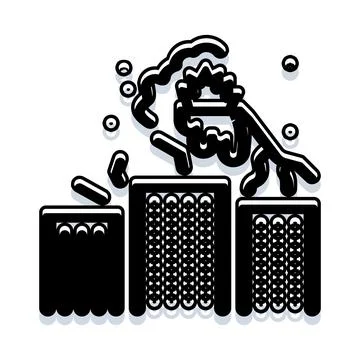 Hand processing laundry in washing machine icon Stock Illustration