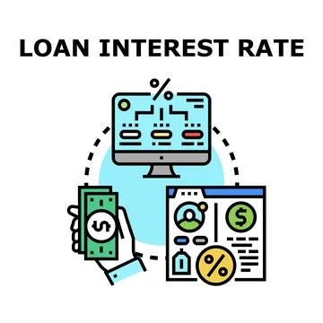 Hand processing loan interest rate application online Stock Illustration