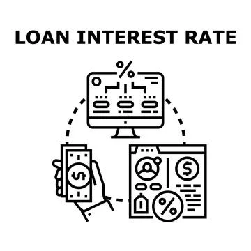 Hand processing loan interest rate application online Stock-Illustration