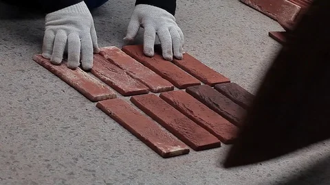 Hand production stone table background Stock Footage 117288923